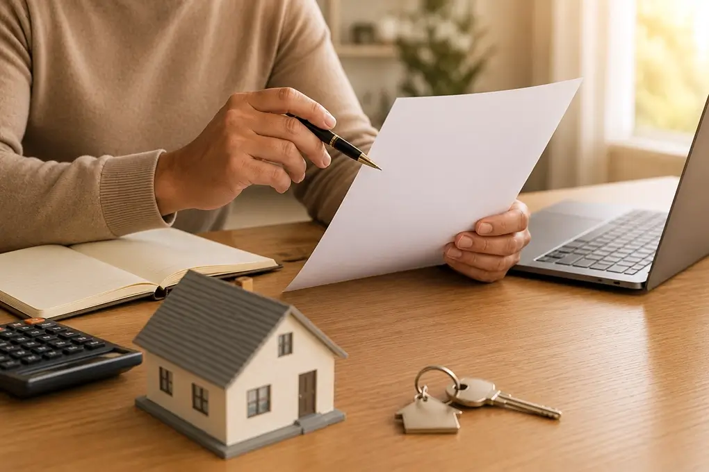 Homebuyer reviewing credit report before applying for a mortgage